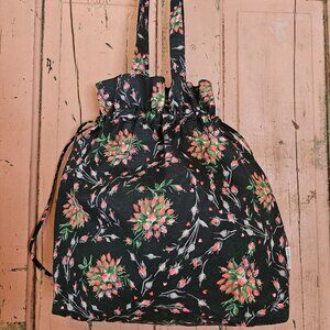 Cath Kidston Floral Fabric Drawstring Tote Bag • Lightweight Shopper